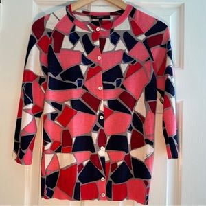 GUCCI Lightweight Cardigan Sweater Cashmere Wool Button Up Geometric Designer